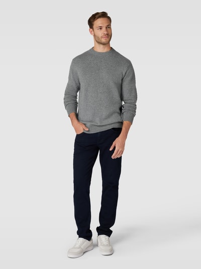 SELECTED HOMME Strickpullover mit Rundhalsausschnitt Modell 'SKIPPER' Mittelgrau 1