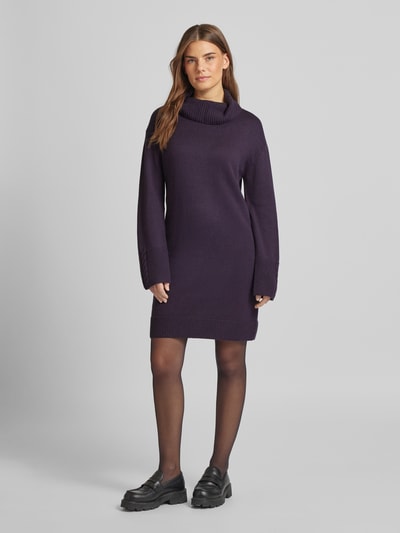 comma Strickkleid mit Rollkragen Aubergine 1