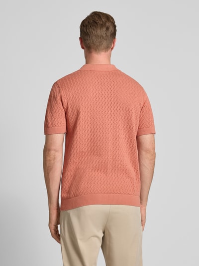 SELECTED HOMME Regular fit poloshirt in gehaakte look, model 'LINO' Oudroze - 5