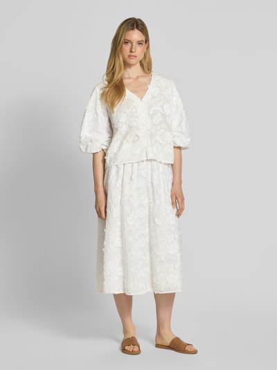 Christian Berg Woman Midirock mit Motiv-Stitching Offwhite 1