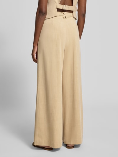 SUNCOO PARIS Wide Leg Stoffhose mit Bindegürtel Modell 'JEFF' Beige 5
