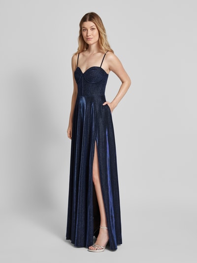 Luxuar Abendkleid mit Beinschlitz Dunkelblau 1