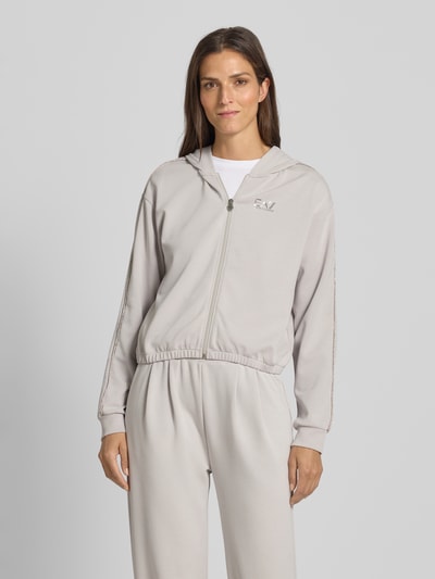 EA7 Emporio Armani Sweatjacke mit Label-Print und Reißverschluss Hellgrau 4