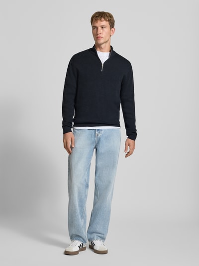 ONLY & SONS Regular Fit Troyer aus reiner Baumwolle Modell 'TING' Marine 1
