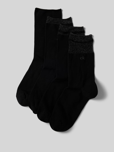 CK Calvin Klein Socken mit Effektgarn Modell 'LUREX' im 4er-Pack Black 1