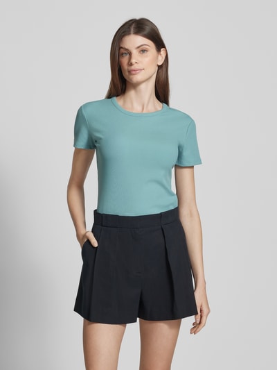 Christian Berg Woman T-shirt z efektem prążkowania i okrągłym dekoltem Morski 4
