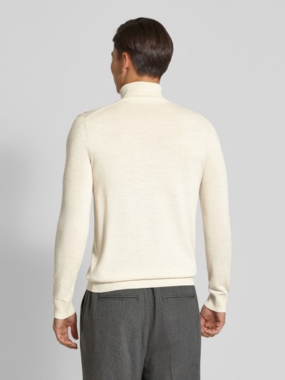 Christian Berg Men Sweter z mieszanki wełny merino z golfem Écru melanż 5