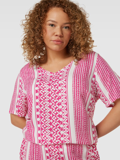 ONLY CARMAKOMA PLUS SIZE Bluse aus Viskose mit Allover-Muster Modell 'MARRAKESH' Pink 3