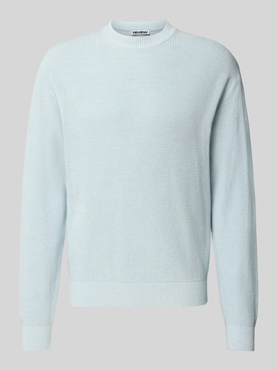 REVIEW Regular Fit Strickpullover aus reiner Baumwolle Eisblau 1