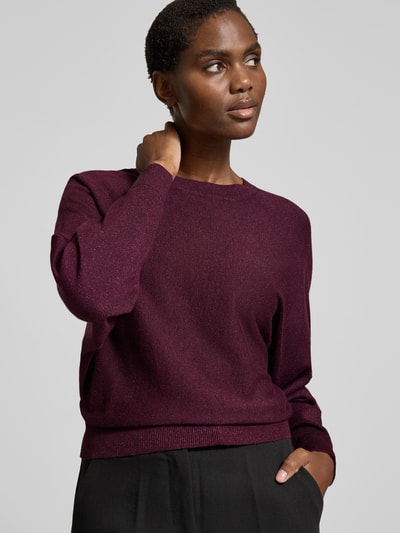 VERO MODA Relaxed fit gebreide pullover met viscosemix, model 'HAPPYGLITTER' Bordeaux - 3