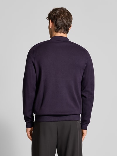 BOSS Green Relaxed Fit Strickjacke aus Viskose-Mix Modell 'HOLE' Lila 5