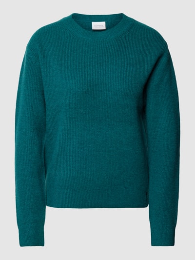 comma Casual Identity Gebreide pullover met ronde hals Petrol - 1