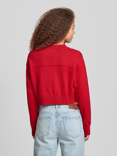 Guess Jeans Korte gebreide pullover met ronde hals Rood - 5