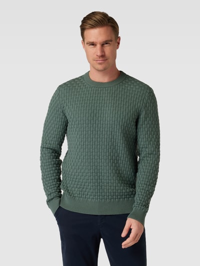 HUGO Gebreide pullover met ronde hals, model 'Stubon' Donkergroen - 4