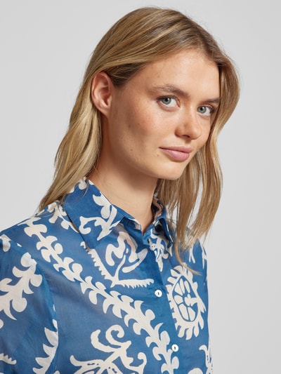 Mango Bluse mit durchgehender Knopfleiste Modell 'NEMO' Blau 3