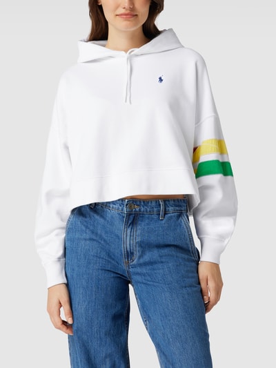 Polo Ralph Lauren Cropped Hoodie mit Kontrastbesatz Weiss 4