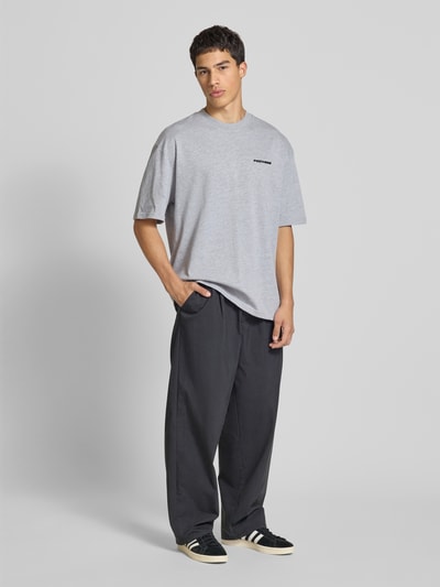Pegador Oversized T-Shirt mit Label-Stitching Mittelgrau Melange 1