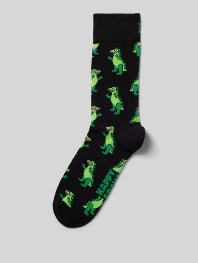 Happy Socks Skarpety z wyhaftowanym logo model ‘Dino’ Czarny 1