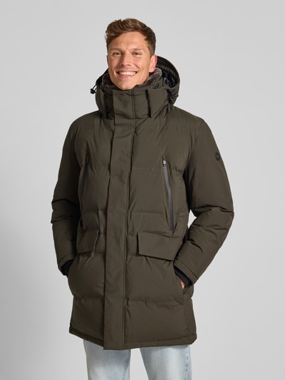 Strellson Regular fit lange jas met afneembare capuchon Olijfgroen - 4