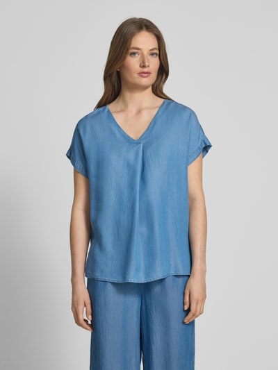 Soyaconcept Blusenshirt mit V-Ausschnitt Modell 'LIV' Jeansblau 4