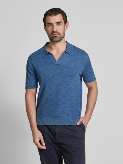 Gant Regular fit poloshirt met labelstitching Koningsblauw - 4