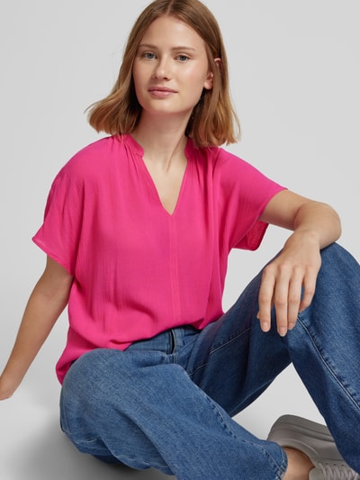 Montego Blusenshirt aus Viskose mit V-Ausschnitt Metallic Rosa 3