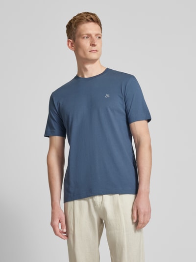 Marc O'Polo T-shirt met labelprint Marineblauw - 4