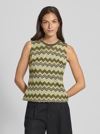 comma Top dzianinowy z ażurowym wzorem Zielony 4