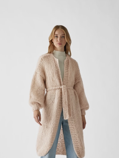 Maiami Longcardigan mit Taillengürtel Beige meliert 4