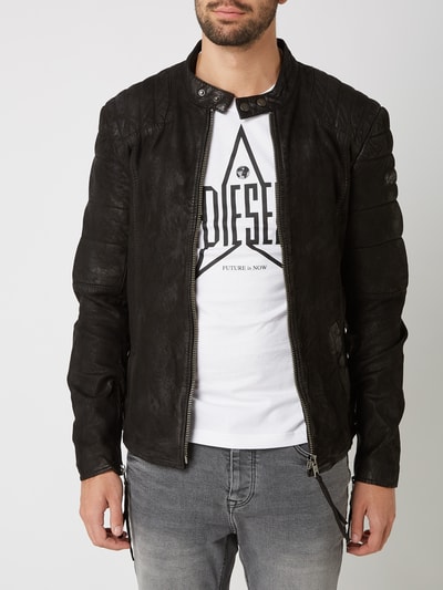 Tigha Lederjacke Im Biker Look Black Online Kaufen