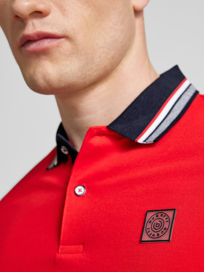 bugatti Poloshirt mit Kontrastbesatz Rot 3