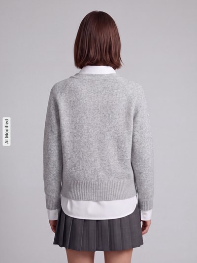 VERO MODA Oversized Strickjacke mit Woll-Anteil Modell 'BOOM' Hellgrau Melange 5