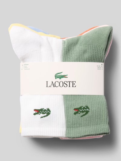 Produktfoto, Socken aus Baumwoll-Mix im 6er-Pack von Lacoste in Pastellfarben mit Krokodil-Logo, strukturierte Oberfläche, Herren Socken von Lacoste