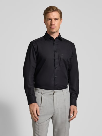 OLYMP Koszula biznesowa o kroju regular fit z popeliny Czarny 4