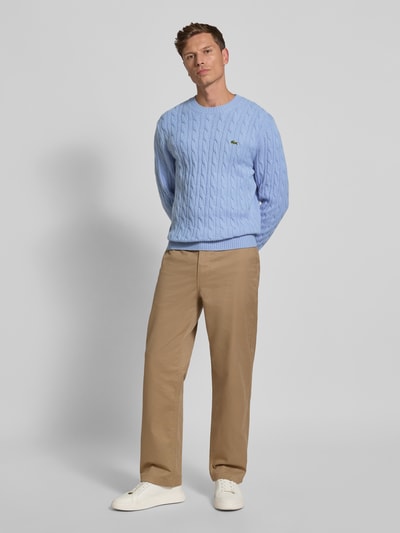 Lacoste Regular fit gebreide pullover van pure wol Lichtblauw - 1