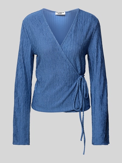 Colourful Rebel Regular Fit Wickelbluse mit V-Ausschnitt Modell 'Winona' Rauchblau 2