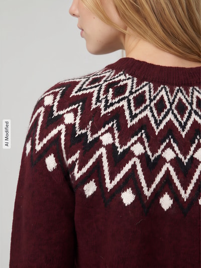 VERO MODA Regular Fit Strickjacke mit Wollanteil Modell 'KARLA' Dunkelrot 3