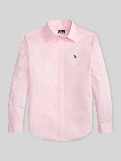 Produktfoto, Slim Fit Hemdbluse aus reiner Baumwolle von Polo Ralph Lauren, Optik: Unifarben, Material: reine Baumwolle, Hemdkragen, Langarm, Knopfleiste, abgerundeter Rumpfabschluss, Rückenpasse mit Cacharel-Falte.