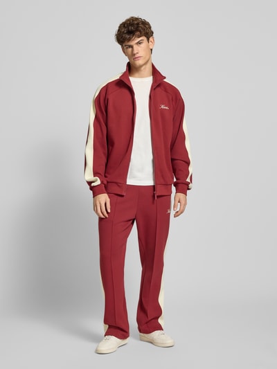 KARL KANI Sweatpants met lengtenaden en elastische band Donkerrood - 1