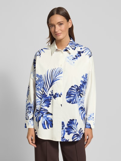 Fynch-Hatton Regular fit blouse in all-over look model 'BATWING TROPICS' Ecru - 4