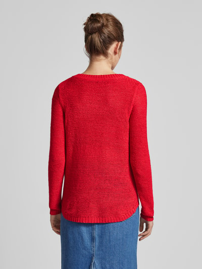 Only Regular fit gebreide pullover met ribboorden, model 'GEENA' Rood - 5