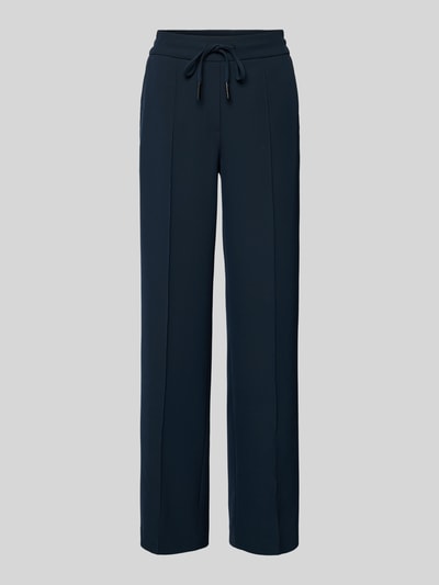 OPUS Straight leg stoffen broek met vaste persplooien, model 'Melane' Marineblauw - 2