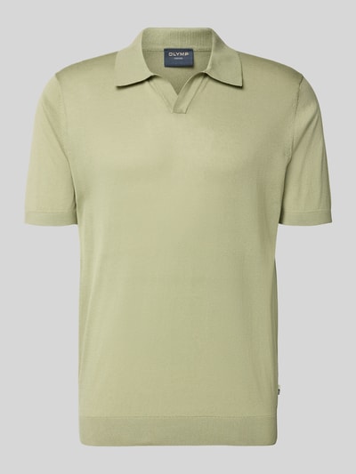 Produktfoto, Slim Fit Poloshirt aus Lyocell-Baumwoll-Mix von OLYMP Level Five, krój slim fit, kołnierzyk polo, krótki rękaw, długość tyłu w rozmiarze M: 68 cm, jasny odcień zieleni, gładka struktura, proste krawędzie