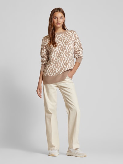 Vero Moda Regular Fit Strickpullover mit Two-Tone-Muster Modell 'NANCY' Taupe 1