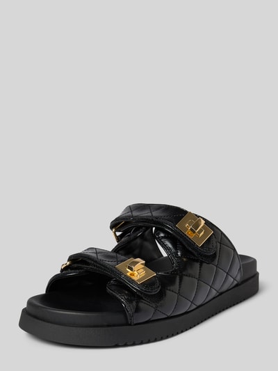 Steve Madden Slippers van leer met klittenband, model 'SCHMONA' Zwart - 1