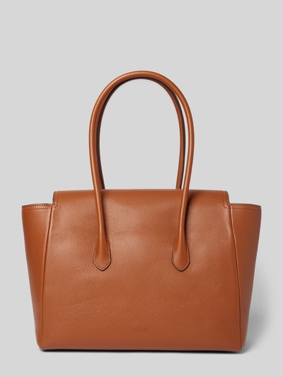 Lauren Ralph Lauren Torebka skórzana z zawieszką z logo Koniakowy 4