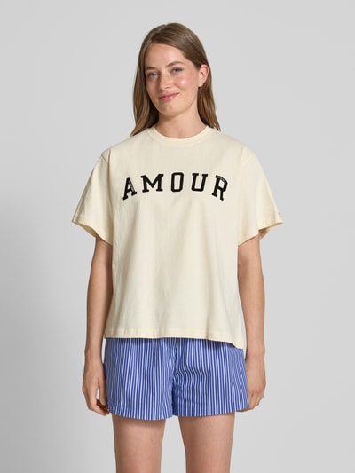 OH APRIL T-Shirt mit Label-Detail Modell 'Josie' Offwhite 4