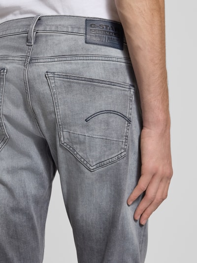 G-Star Raw Slim Fit Jeans im Used-Look Modell '3301' Hellgrau 3