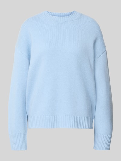 Produktfoto, Regular Fit Pullover aus Woll-Mix mit Kaschmir-Anteil von MYON, hellblau, Strick-Optik, Rundhalsausschnitt, glatte Textur