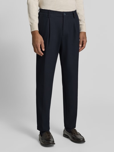 Strellson Relaxed Fit Bundfaltenhose mit Logo-Detail Modell 'Lui' Dunkelblau 4